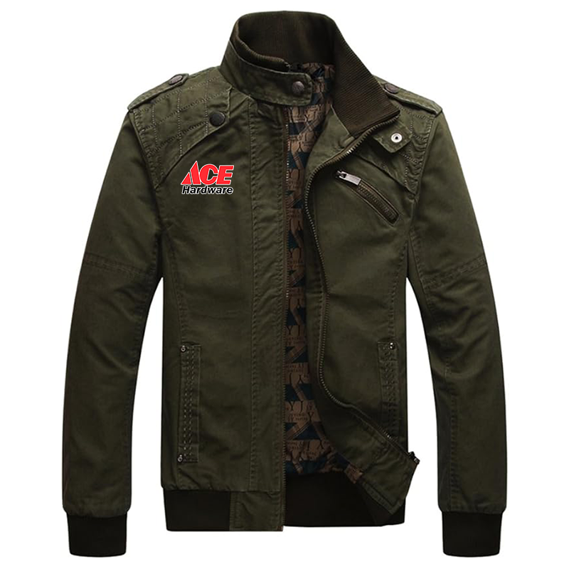 Men's Ace Dwar Casual Washed Cotton Military Outdoor Jackets with Shoulder Straps