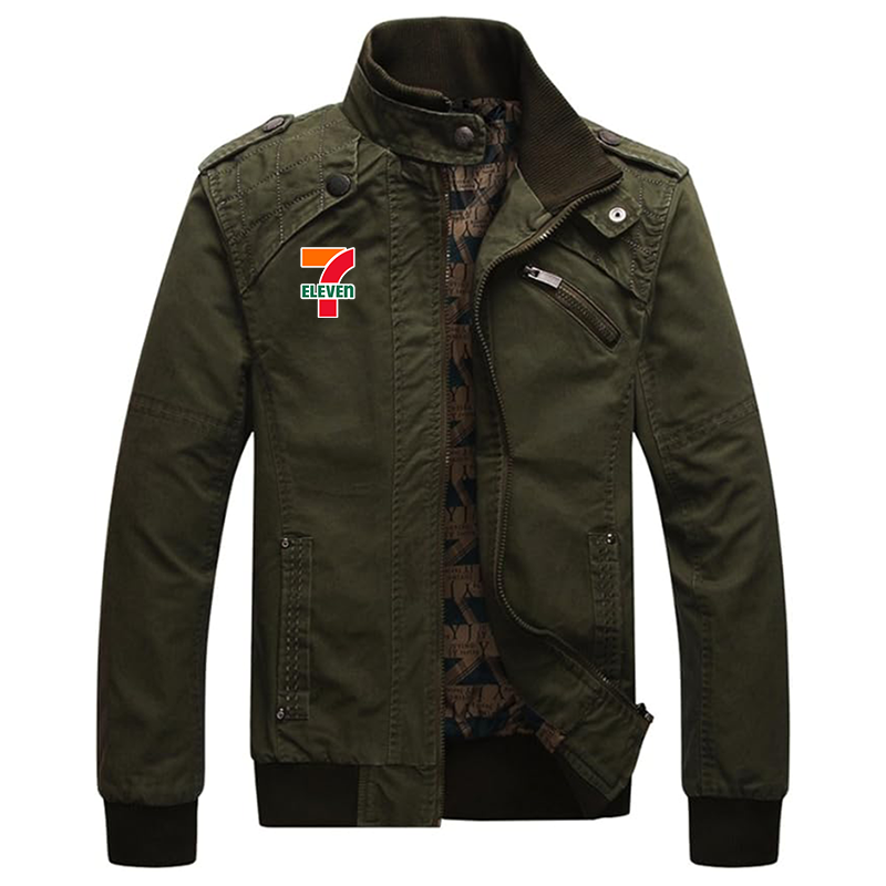 Men's 7-Eleven Dwar Casual Washed Cotton Military Outdoor Jackets with Shoulder Straps