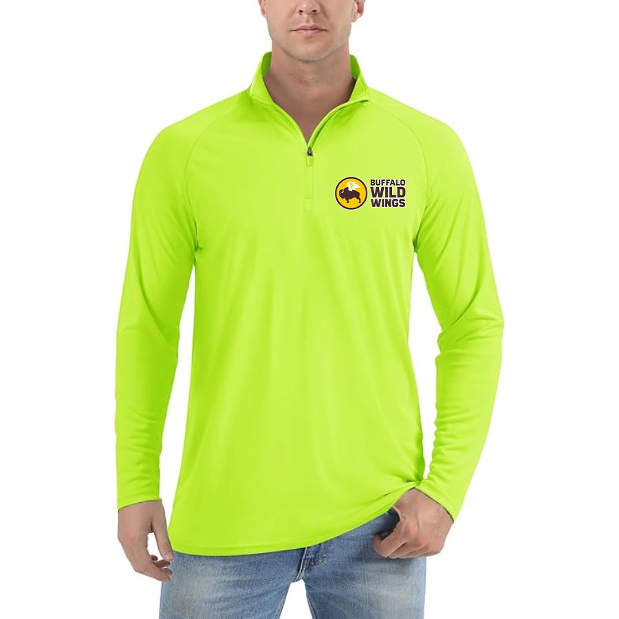 Men's Buffalo Wild Wings Lightweight Quarter-Zip Athletic Shirt Long Sleeve Performance Wear