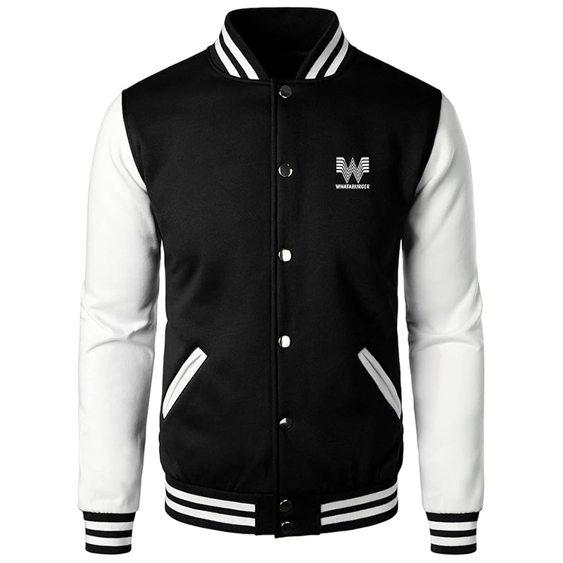 Men's What A Burger Varsity Baseball Jacket Cotton Blend Letterman Jackets