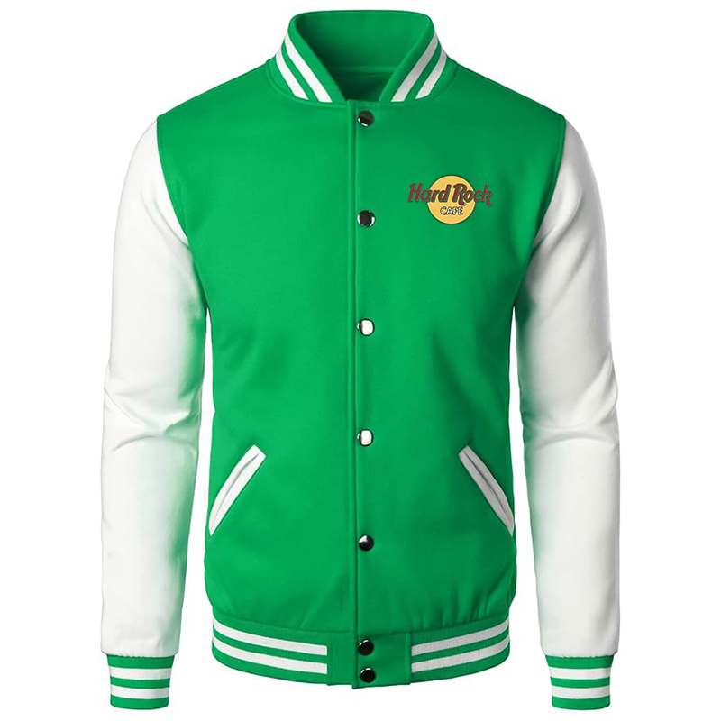 Men's Hard Rock Cafe Varsity Baseball Jacket Cotton Blend Letterman Jackets