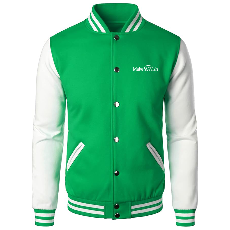 Men's Make-A-Wish Varsity Baseball Jacket Cotton Blend Letterman Jackets