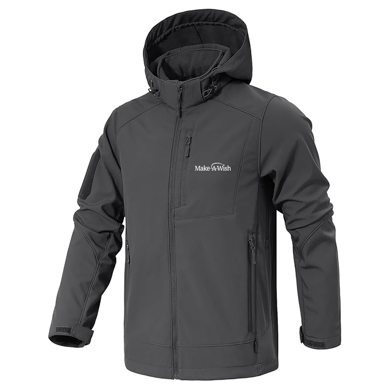 Men's Make-A-Wish Jacket Waterproof Hooded Coats Tactical Soft Shell Jackets