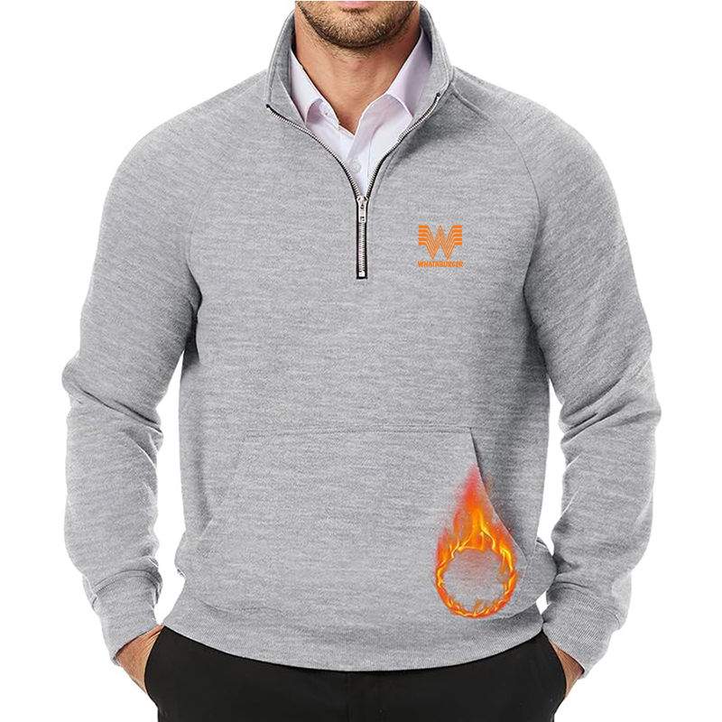 Men's What A Burger JMIERR Quarter Zip Pullover Heavy Sweatshirts Warm Fleece Sweatshirt Polo