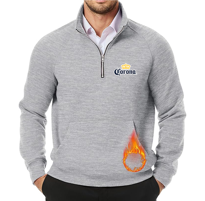 Men's Corona JMIERR Quarter Zip Pullover Heavy Sweatshirts Warm Fleece Sweatshirt Polo