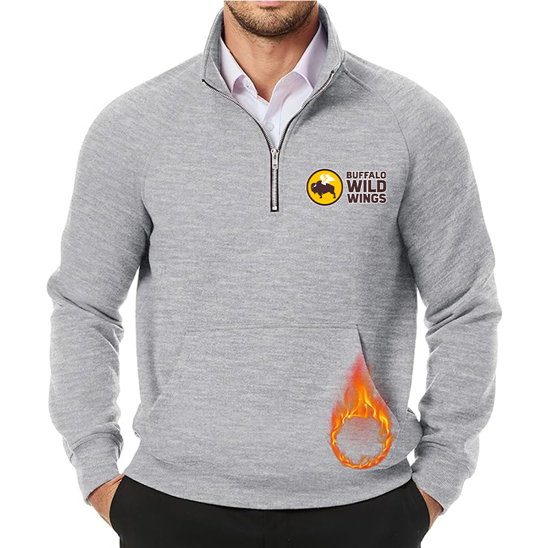 Men's Buffalo Wild Wings JMIERR Quarter Zip Pullover Heavy Sweatshirts Warm Fleece Sweatshirt Polo