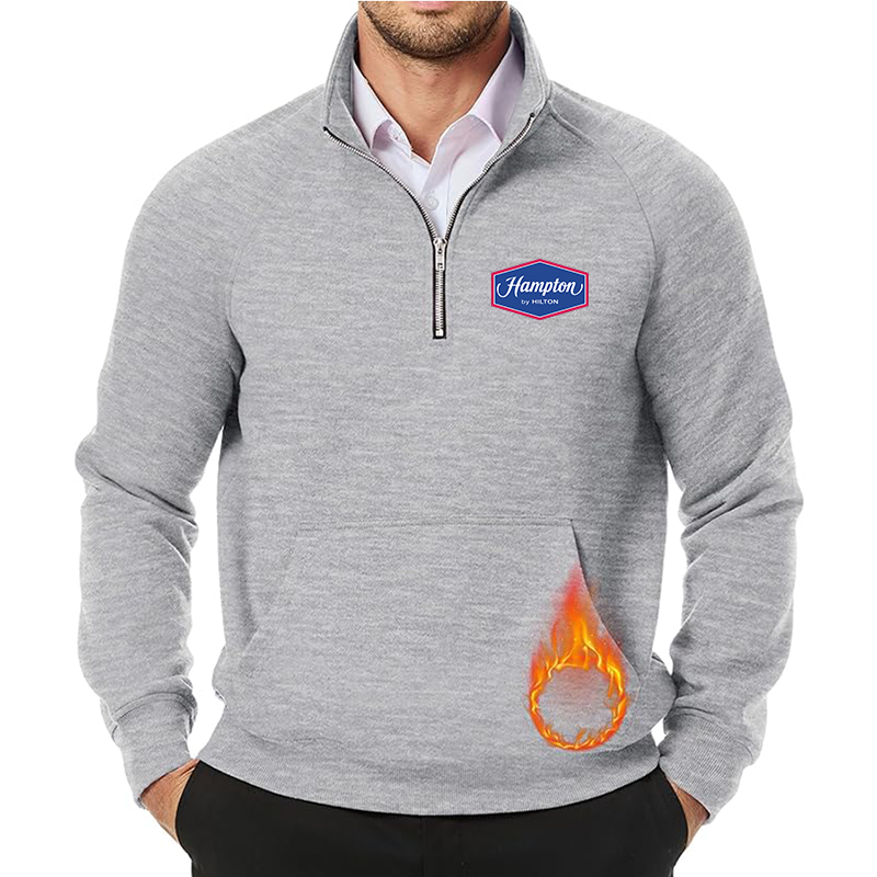 Men's Hampton JMIERR Quarter Zip Pullover Heavy Sweatshirts Warm Fleece Sweatshirt Polo