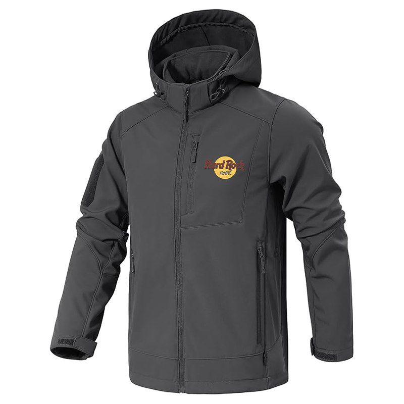 Men's Hard Rock Cafe Jacket Waterproof Hooded Coats Tactical Soft Shell Jackets