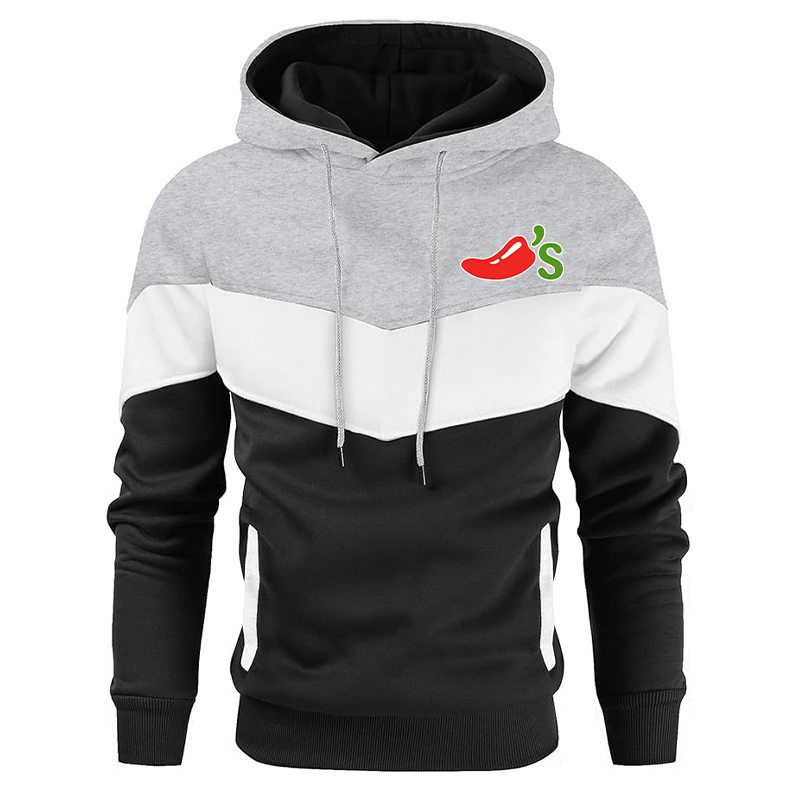 Men's Chilis Gesean Novelty Color Block Pullover Fleece Hoodie Long Sleeve Casual Sweatshirt with Pocket