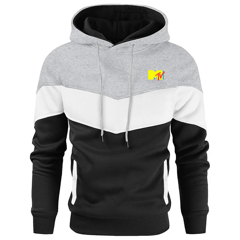 Men's M.T.V Gesean Novelty Color Block Pullover Fleece Hoodie Long Sleeve Casual Sweatshirt with Pocket