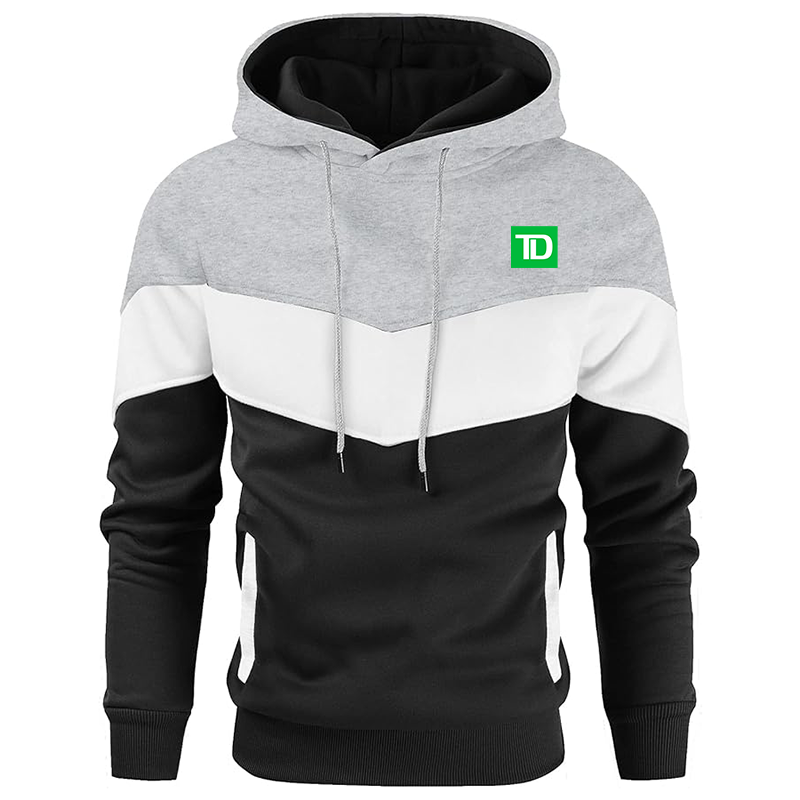 Men's TD Bank Gesean Novelty Color Block Pullover Fleece Hoodie Long Sleeve Casual Sweatshirt with Pocket