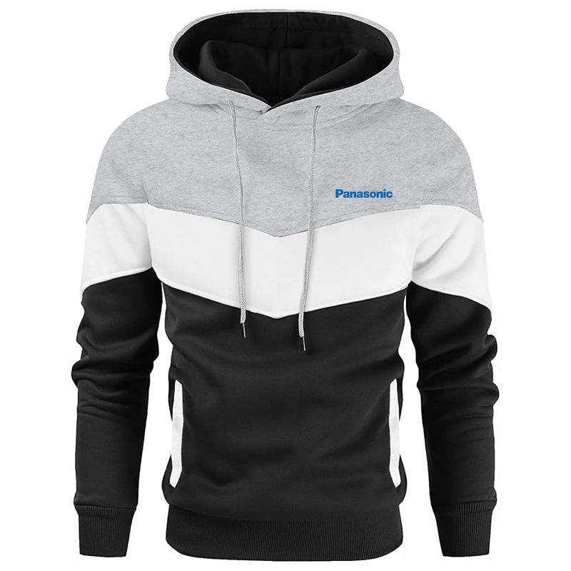 Men's Panasonic Gesean Novelty Color Block Pullover Fleece Hoodie Long Sleeve Casual Sweatshirt with Pocket