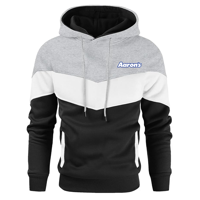 Men's Aarons Gesean Novelty Color Block Pullover Fleece Hoodie Long Sleeve Casual Sweatshirt with Pocket