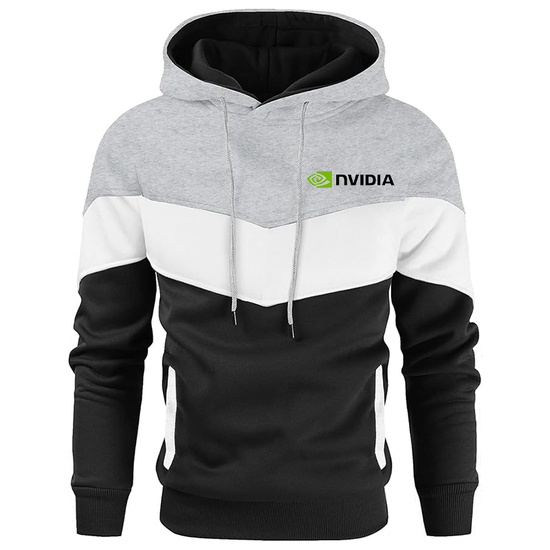 Men's NVIDIA Gesean Novelty Color Block Pullover Fleece Hoodie Long Sleeve Casual Sweatshirt with Pocket