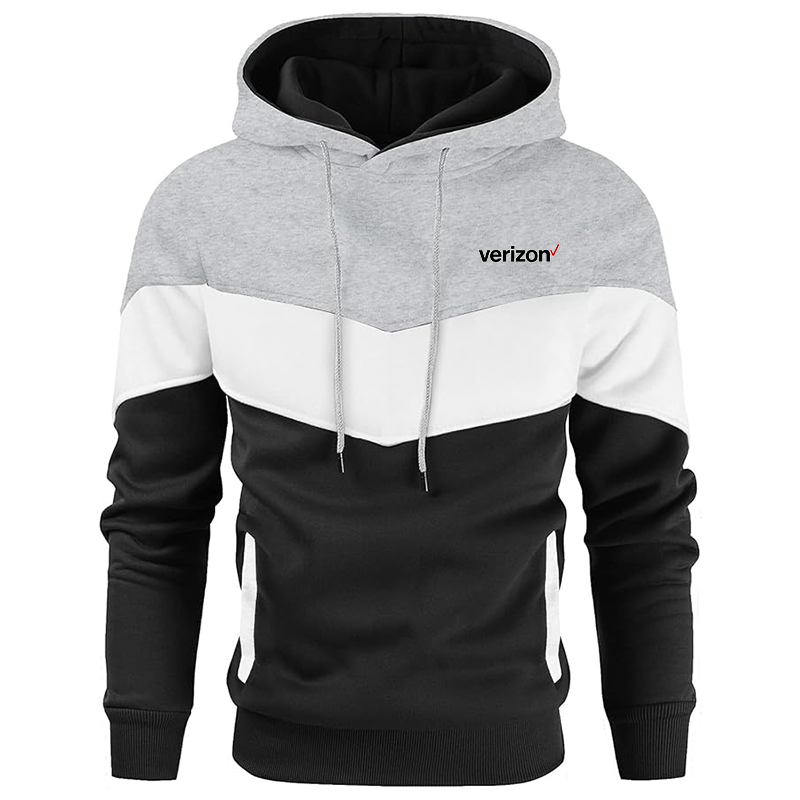 Men's Verizon Gesean Novelty Color Block Pullover Fleece Hoodie Long Sleeve Casual Sweatshirt with Pocket
