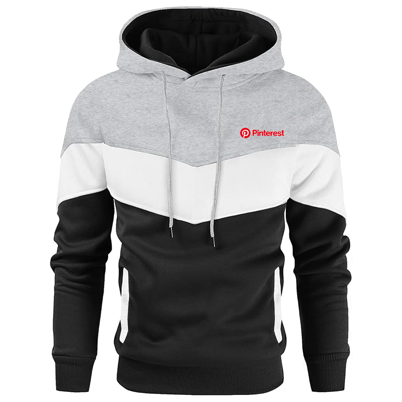 Men's Pinterest Gesean Novelty Color Block Pullover Fleece Hoodie Long Sleeve Casual Sweatshirt with Pocket