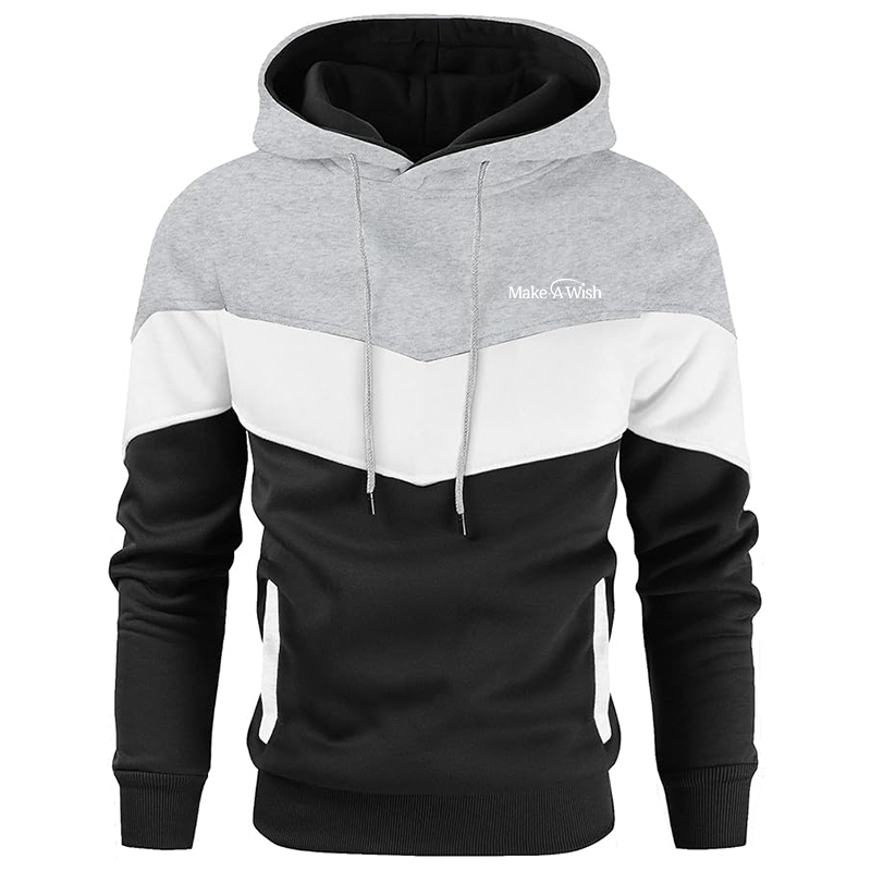 Men's Make-A-Wish Gesean Novelty Color Block Pullover Fleece Hoodie Long Sleeve Casual Sweatshirt with Pocket