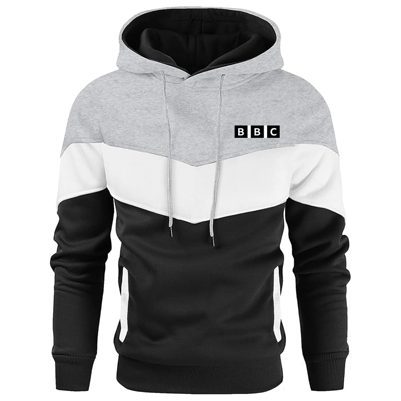Men's BBC Gesean Novelty Color Block Pullover Fleece Hoodie Long Sleeve Casual Sweatshirt with Pocket