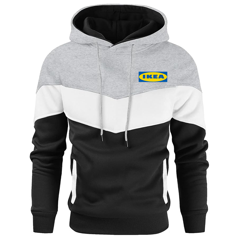 Men's IKEA Gesean Novelty Color Block Pullover Fleece Hoodie Long Sleeve Casual Sweatshirt with Pocket