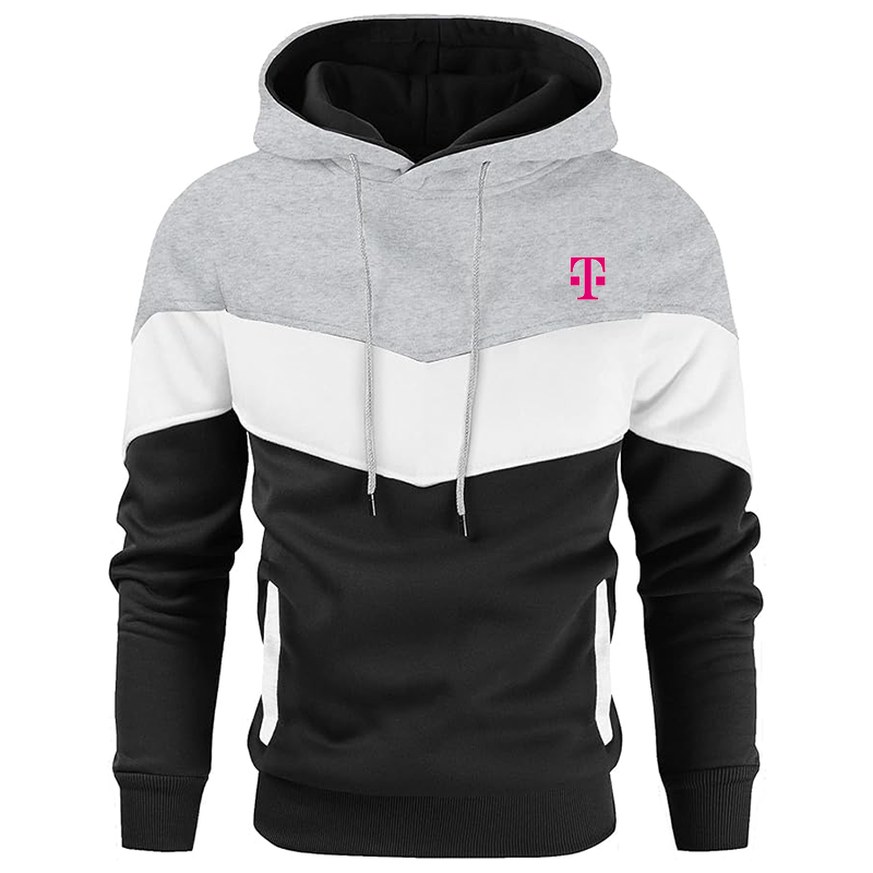 Men's T-Mobile Gesean Novelty Color Block Pullover Fleece Hoodie Long Sleeve Casual Sweatshirt with Pocket