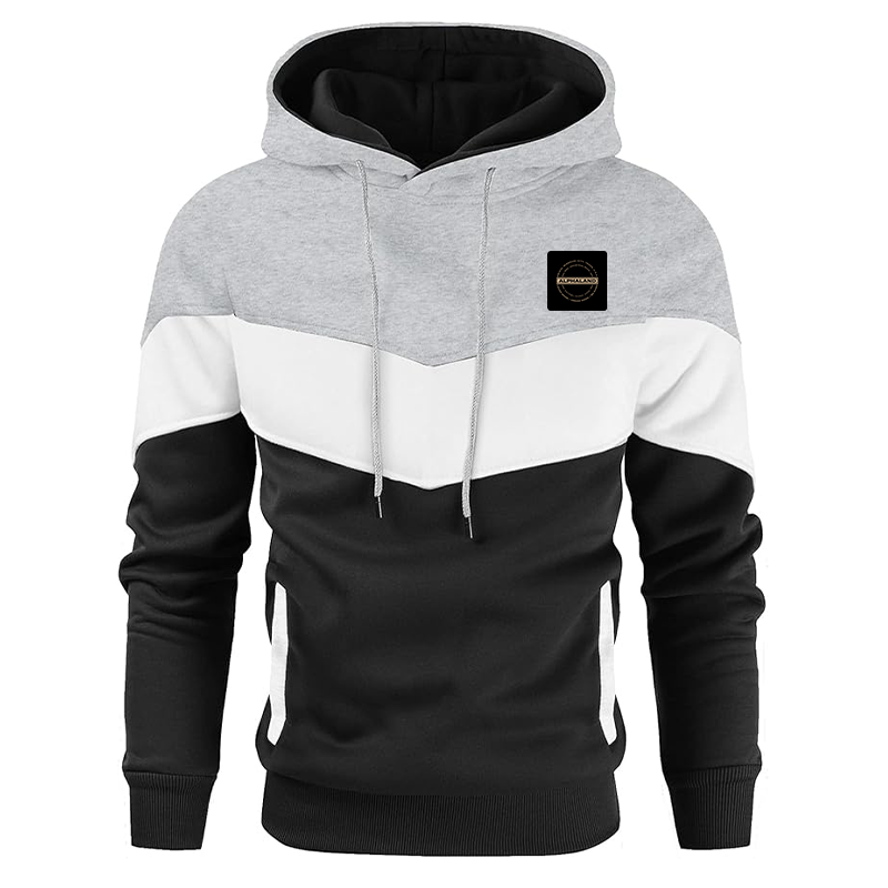 Men's Alphaland Gesean Novelty Color Block Pullover Fleece Hoodie Long Sleeve Casual Sweatshirt with Pocket