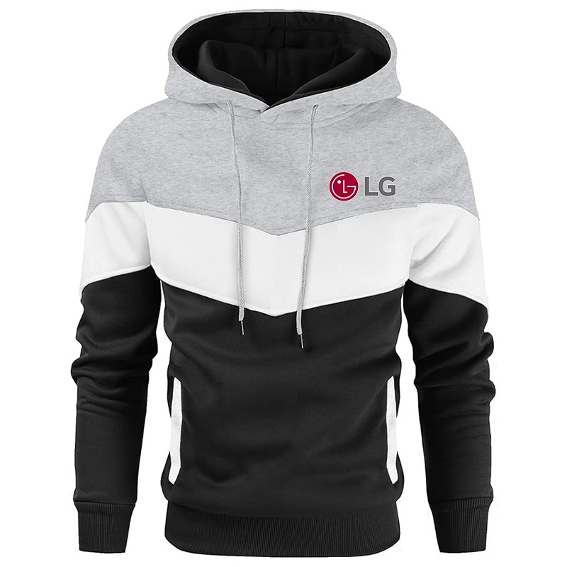 Men's LG Gesean Novelty Color Block Pullover Fleece Hoodie Long Sleeve Casual Sweatshirt with Pocket