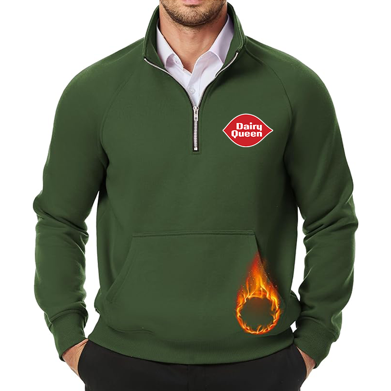 Men's Dairy Queen JMIERR Quarter Zip Pullover Heavy Sweatshirts Warm Fleece Sweatshirt Polo