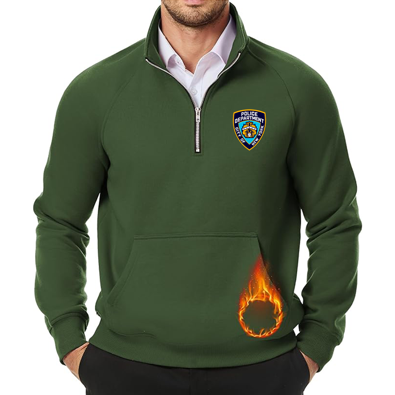 Men's NYPD JMIERR Quarter Zip Pullover Heavy Sweatshirts Warm Fleece Sweatshirt Polo