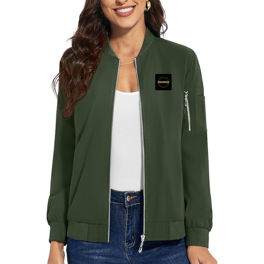 Women's Alphaland Premium Bomber Jacket with Polished Detailing and Functional Sleeve Pocket Modern Luxury Outerwear