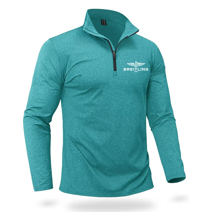 Men's Breitling Quarter Zip Pullover Premium Fleece Lined Heather Long Sleeve Golf Shirts Midweight 1/4 Half Zip Sweatshirts