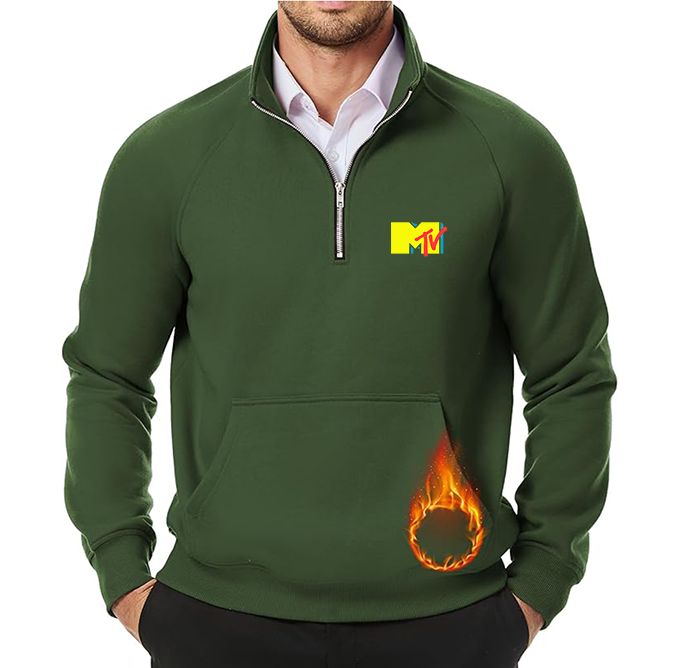 Men's M.T.V JMIERR Quarter Zip Pullover Heavy Sweatshirts Warm Fleece Sweatshirt Polo