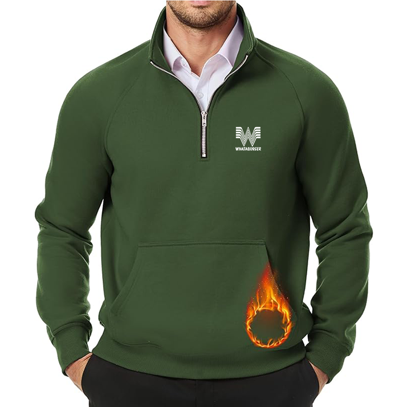 Men's What A Burger JMIERR Quarter Zip Pullover Heavy Sweatshirts Warm Fleece Sweatshirt Polo