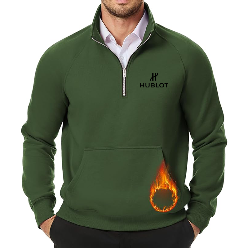 Men's Hublot JMIERR Quarter Zip Pullover Heavy Sweatshirts Warm Fleece Sweatshirt Polo