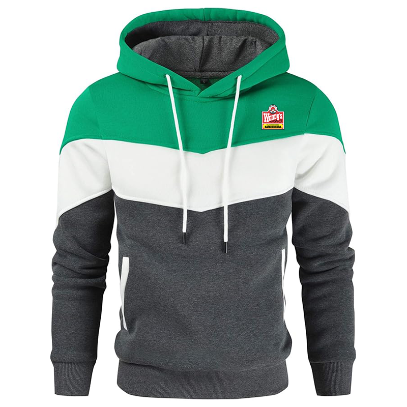 Men's Wendy's Gesean Novelty Color Block Pullover Fleece Hoodie Long Sleeve Casual Sweatshirt with Pocket
