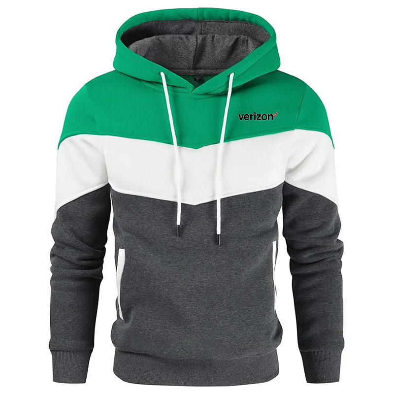 Men's Verizon Gesean Novelty Color Block Pullover Fleece Hoodie Long Sleeve Casual Sweatshirt with Pocket