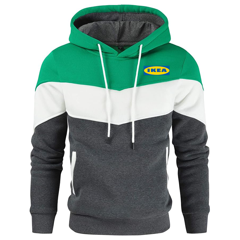 Men's IKEA Gesean Novelty Color Block Pullover Fleece Hoodie Long Sleeve Casual Sweatshirt with Pocket
