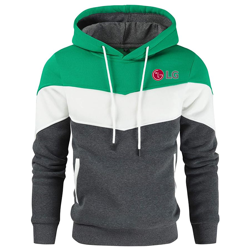 Men's LG Gesean Novelty Color Block Pullover Fleece Hoodie Long Sleeve Casual Sweatshirt with Pocket