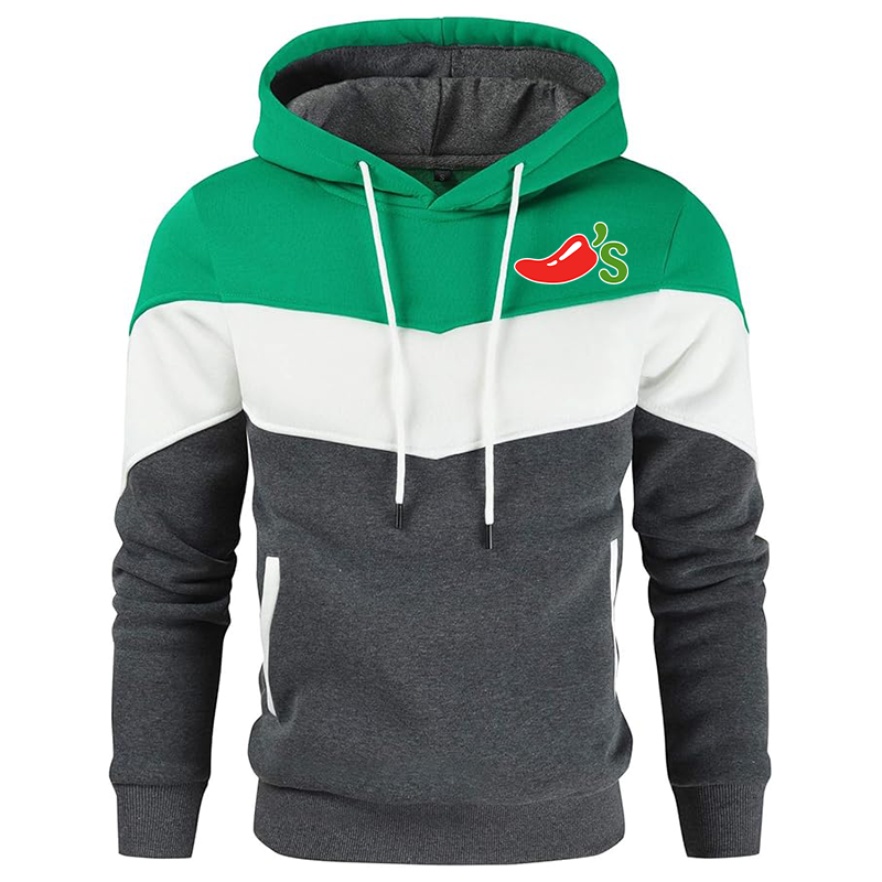 Men's Chilis Gesean Novelty Color Block Pullover Fleece Hoodie Long Sleeve Casual Sweatshirt with Pocket