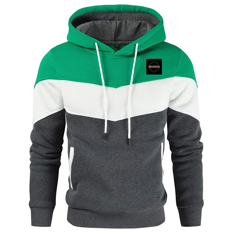 Men's Alphaland Gesean Novelty Color Block Pullover Fleece Hoodie Long Sleeve Casual Sweatshirt with Pocket