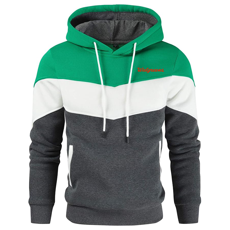 Men's Walgreens Gesean Novelty Color Block Pullover Fleece Hoodie Long Sleeve Casual Sweatshirt with Pocket