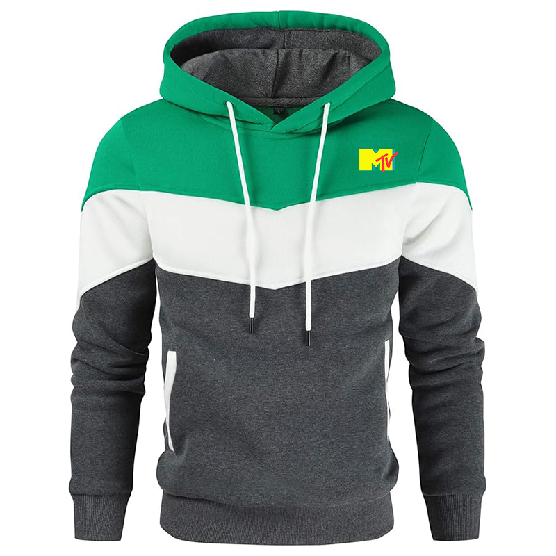 Men's M.T.V Gesean Novelty Color Block Pullover Fleece Hoodie Long Sleeve Casual Sweatshirt with Pocket
