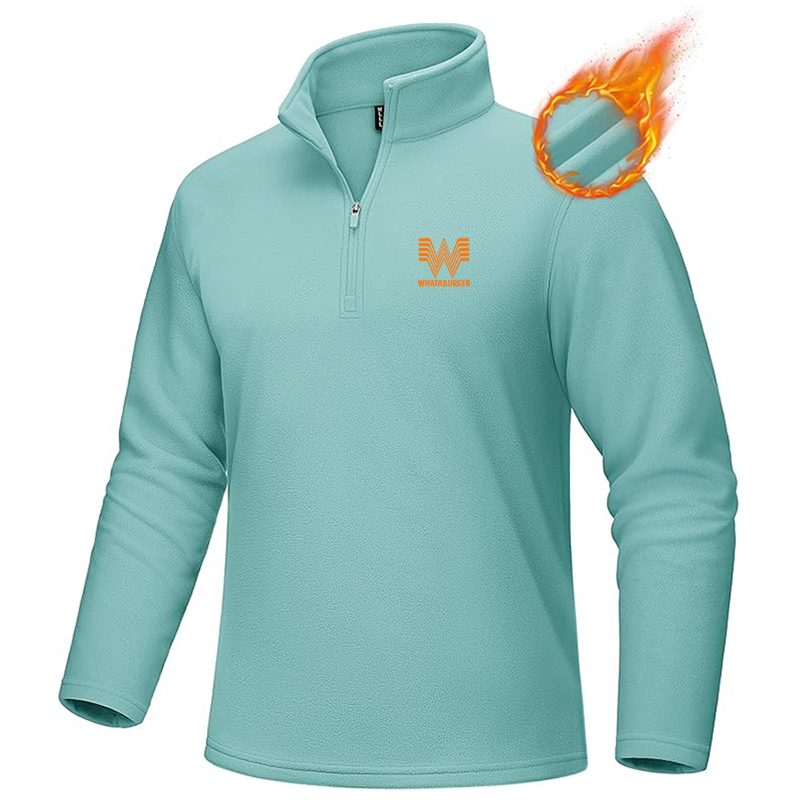 Men's What A Burger MAGCOMSEN Quarter-Zip Pullover Polar Fleece Sweatshirt Stand Collar Long Sleeve Shirt for Men Thermal Winter Fall