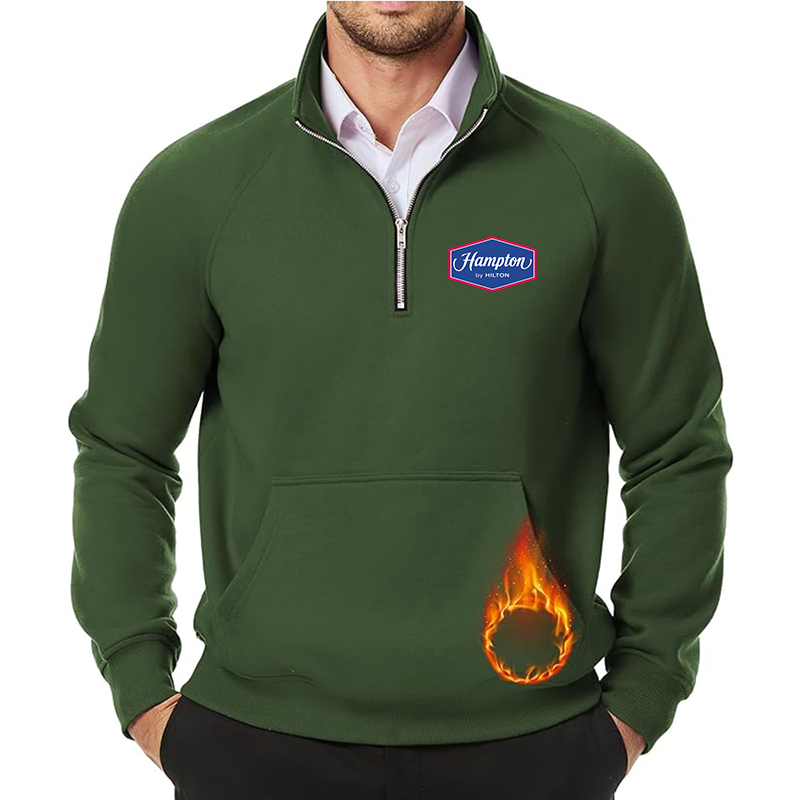 Men's Hampton JMIERR Quarter Zip Pullover Heavy Sweatshirts Warm Fleece Sweatshirt Polo