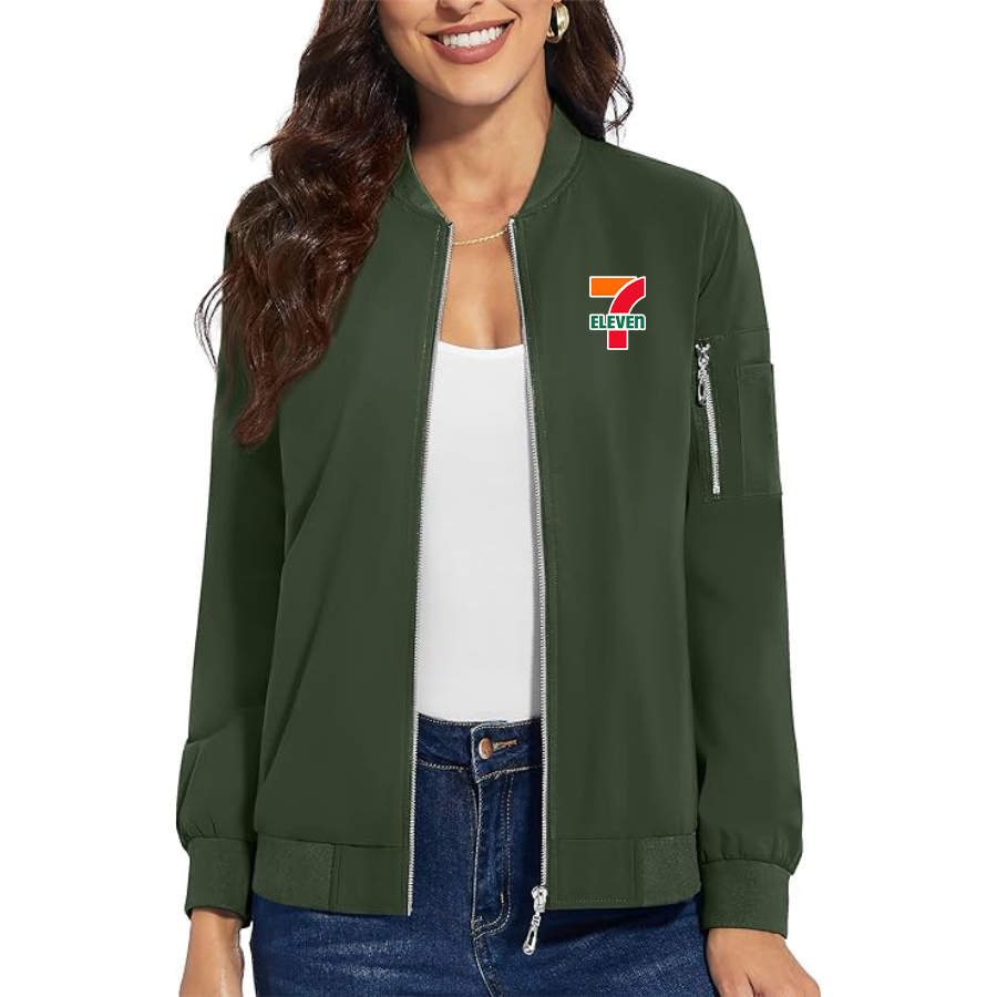 Women's 7-Eleven Premium Bomber Jacket with Polished Detailing and Functional Sleeve Pocket Modern Luxury Outerwear