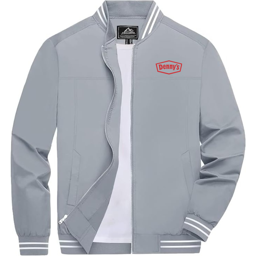 Men's Dennys Lightweight Zip-Up Bomber Jacket with Ribbed Collar and Cuffs Versatile Casual Outerwear