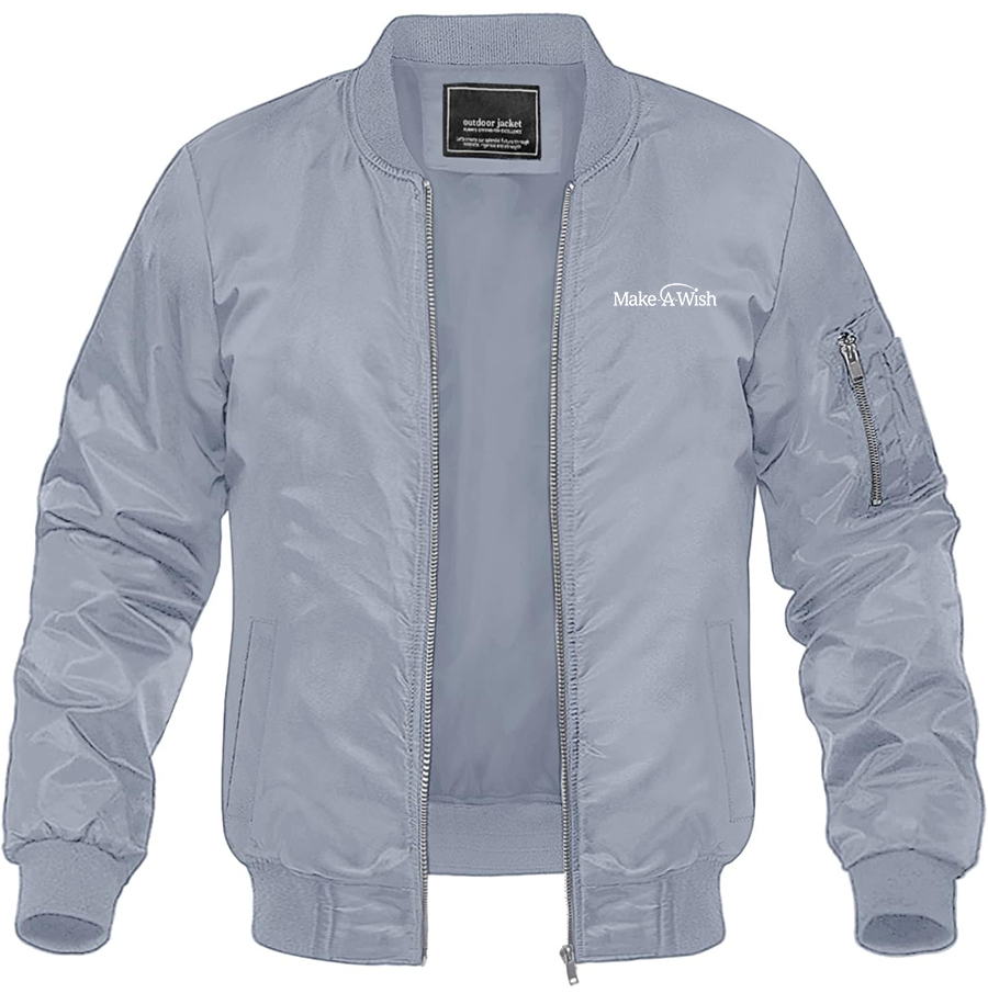 Men's Make-A-Wish Lightweight Bomber Jacket Windbreaker Casual Fall Spring Outdoor Coat