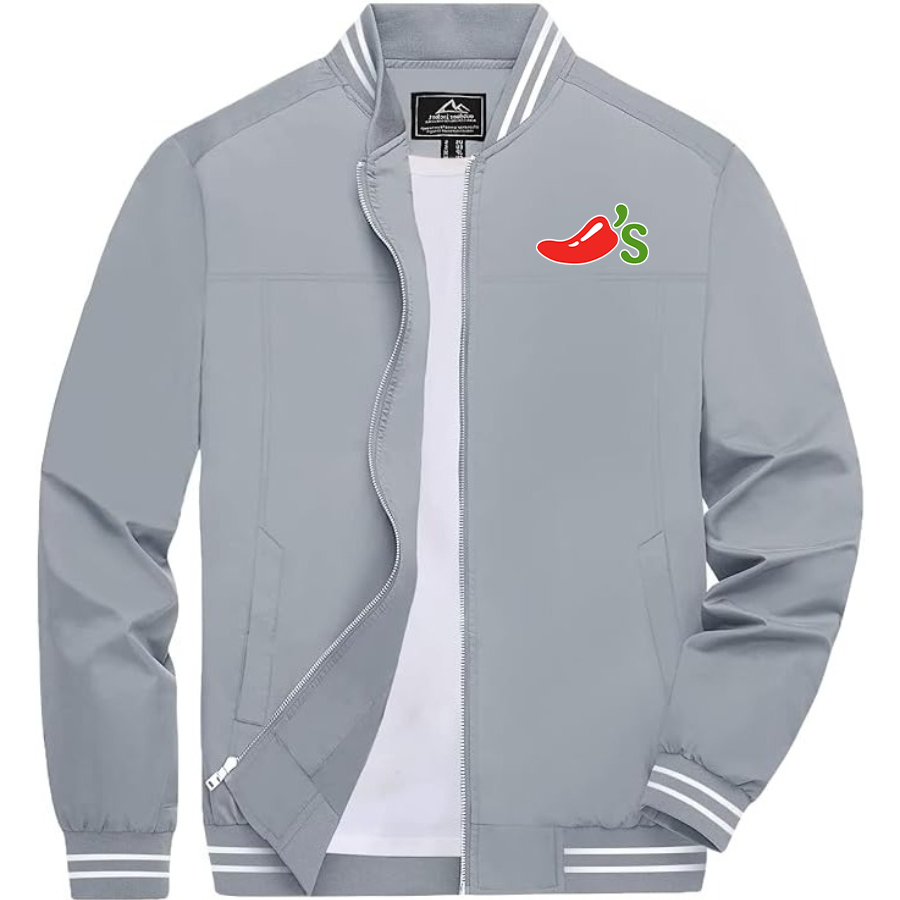 Men's Chilis Lightweight Zip-Up Bomber Jacket with Ribbed Collar and Cuffs Versatile Casual Outerwear