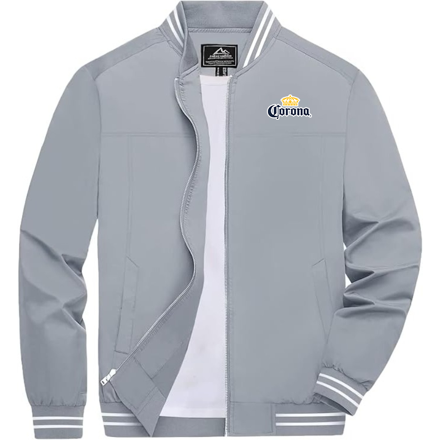Men's Corona Lightweight Zip-Up Bomber Jacket with Ribbed Collar and Cuffs Versatile Casual Outerwear