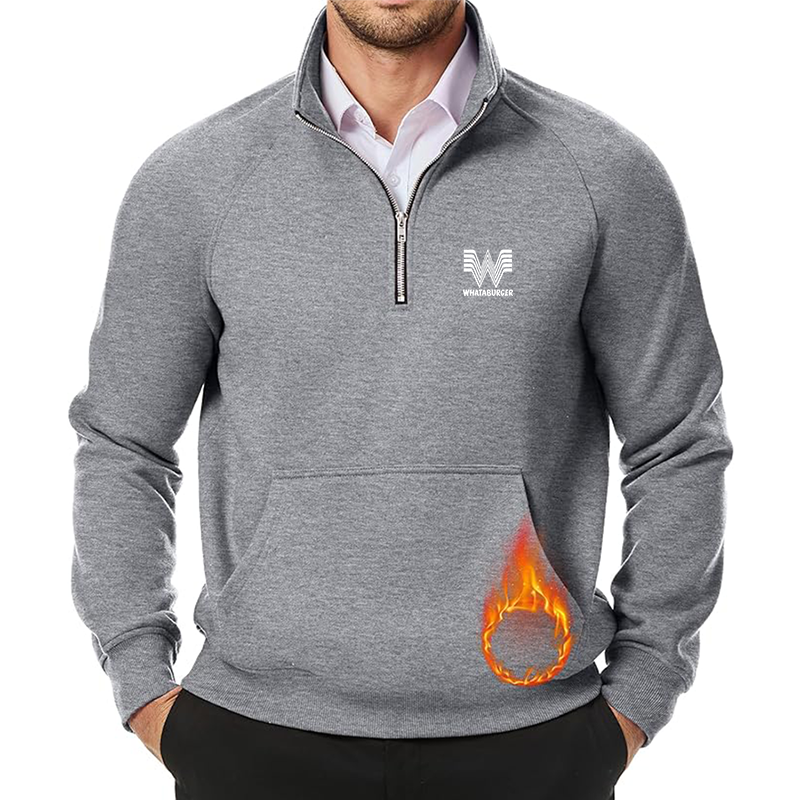 Men's What A Burger JMIERR Quarter Zip Pullover Heavy Sweatshirts Warm Fleece Sweatshirt Polo