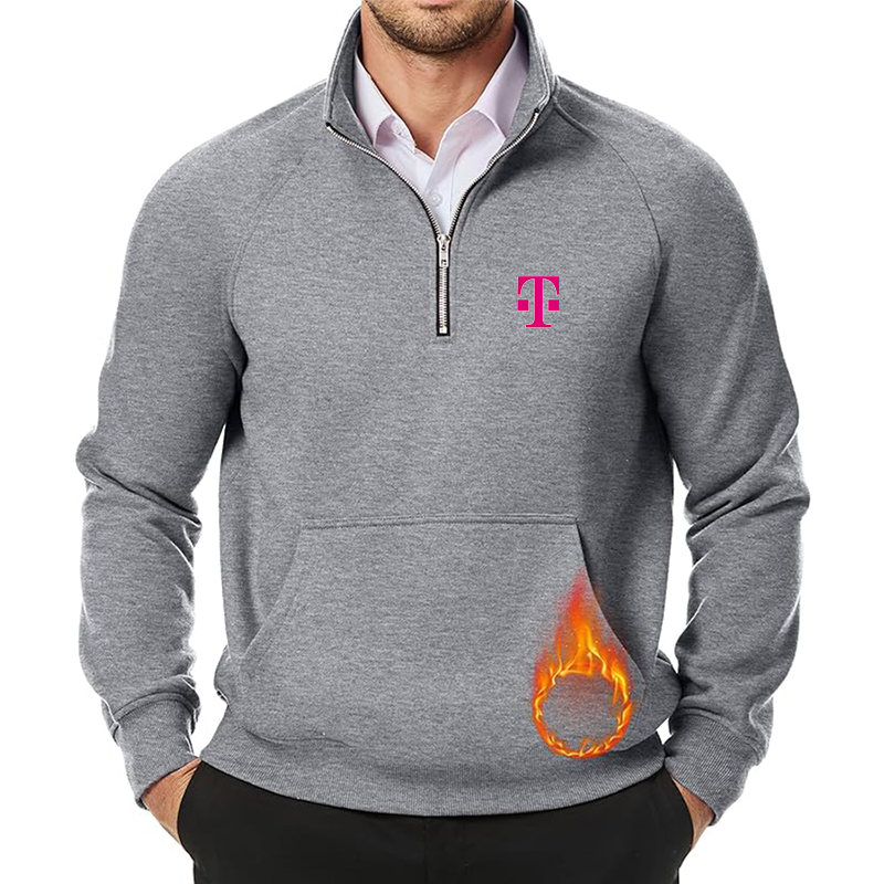 Men's T-Mobile JMIERR Quarter Zip Pullover Heavy Sweatshirts Warm Fleece Sweatshirt Polo